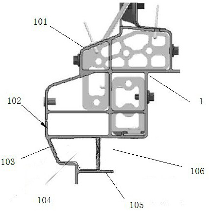 Electric automobile lower body threshold beam structure capable of placing chassis pipeline