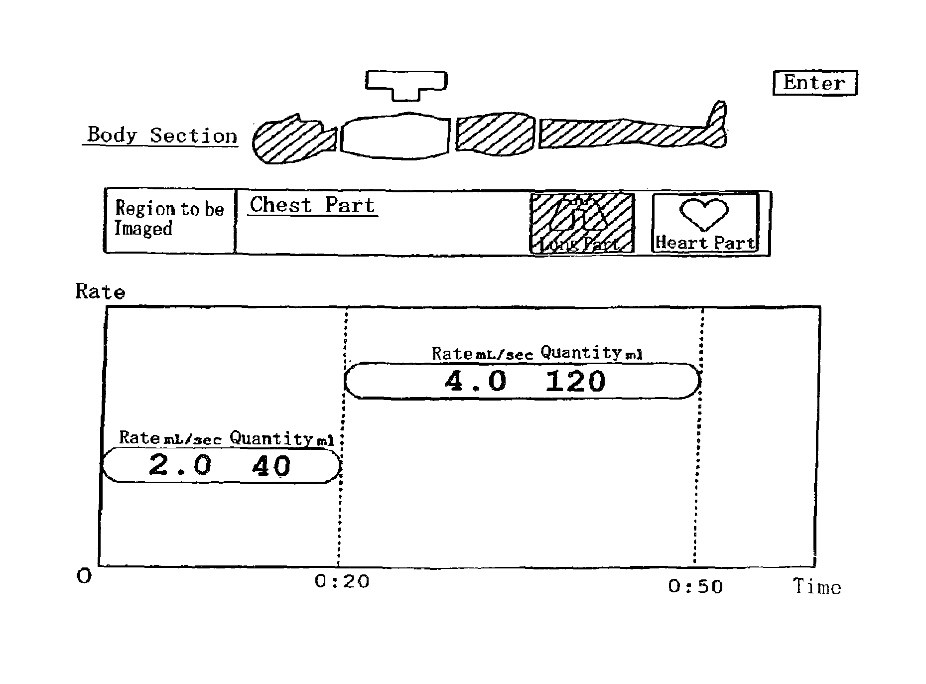 Liquid injector displaying input injection condition as image