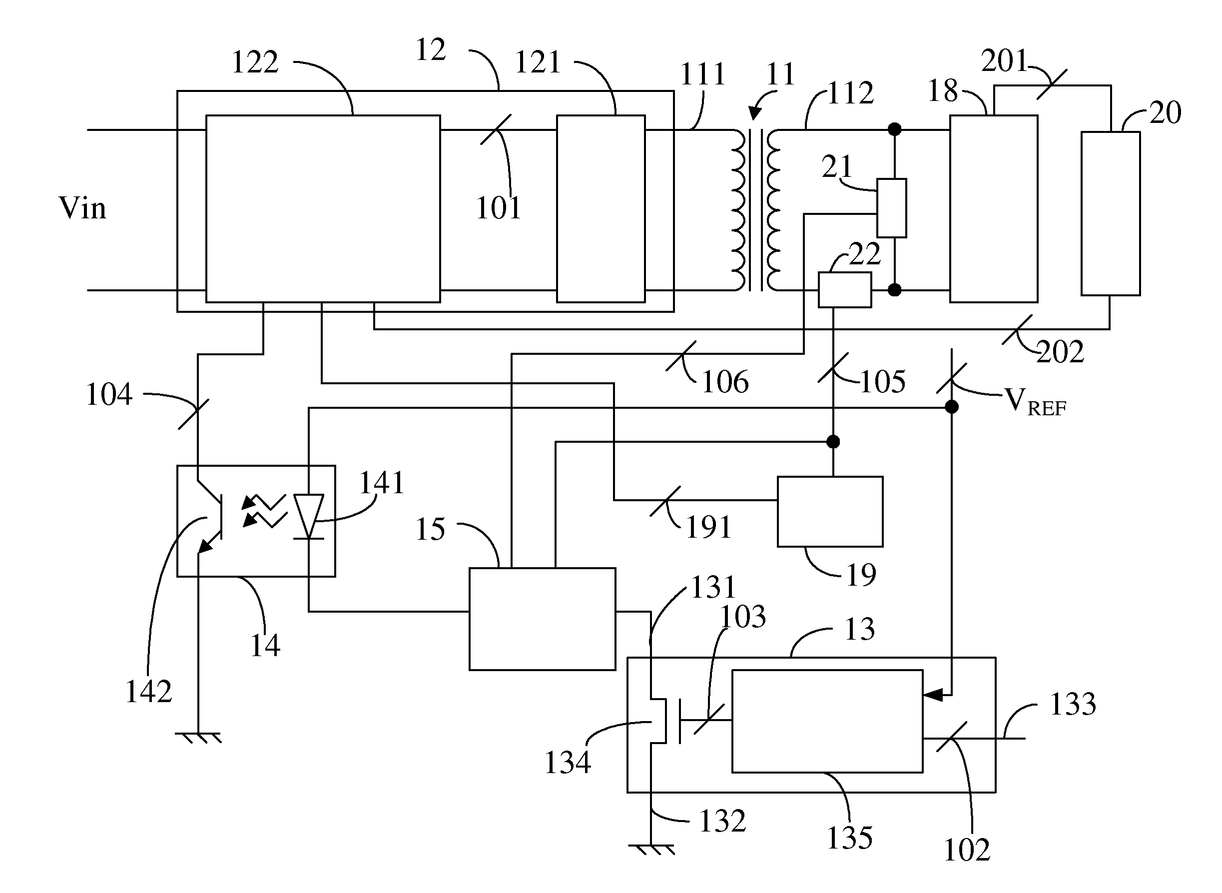 Power supply for supplying power to a lamp