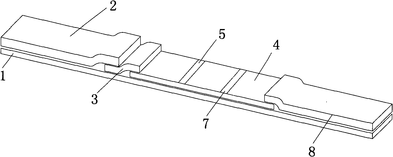 Reagent strip for testing syphilis specific IgG antibodies through gold immunochromatographic assay and preparation method thereof