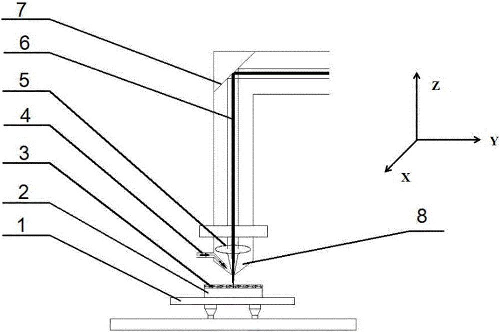 Machining method for etching front surface of silica glass through laser with assistance of chemical salt film