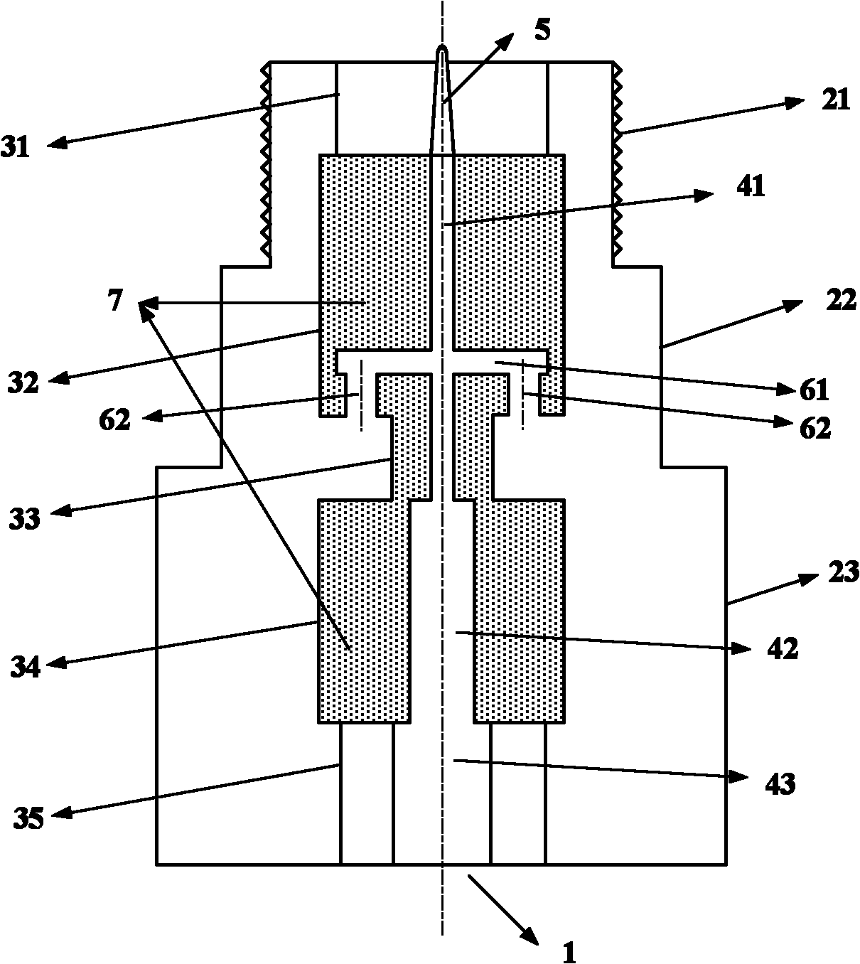 Folding coaxial cavity microwave igniter for engine of automobile