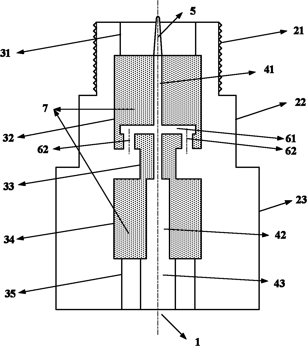 Folding coaxial cavity microwave igniter for engine of automobile