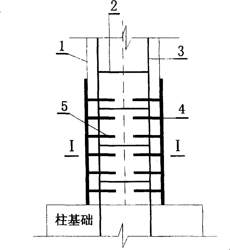 Steel reinforced concrete rectangular column reinforcing method