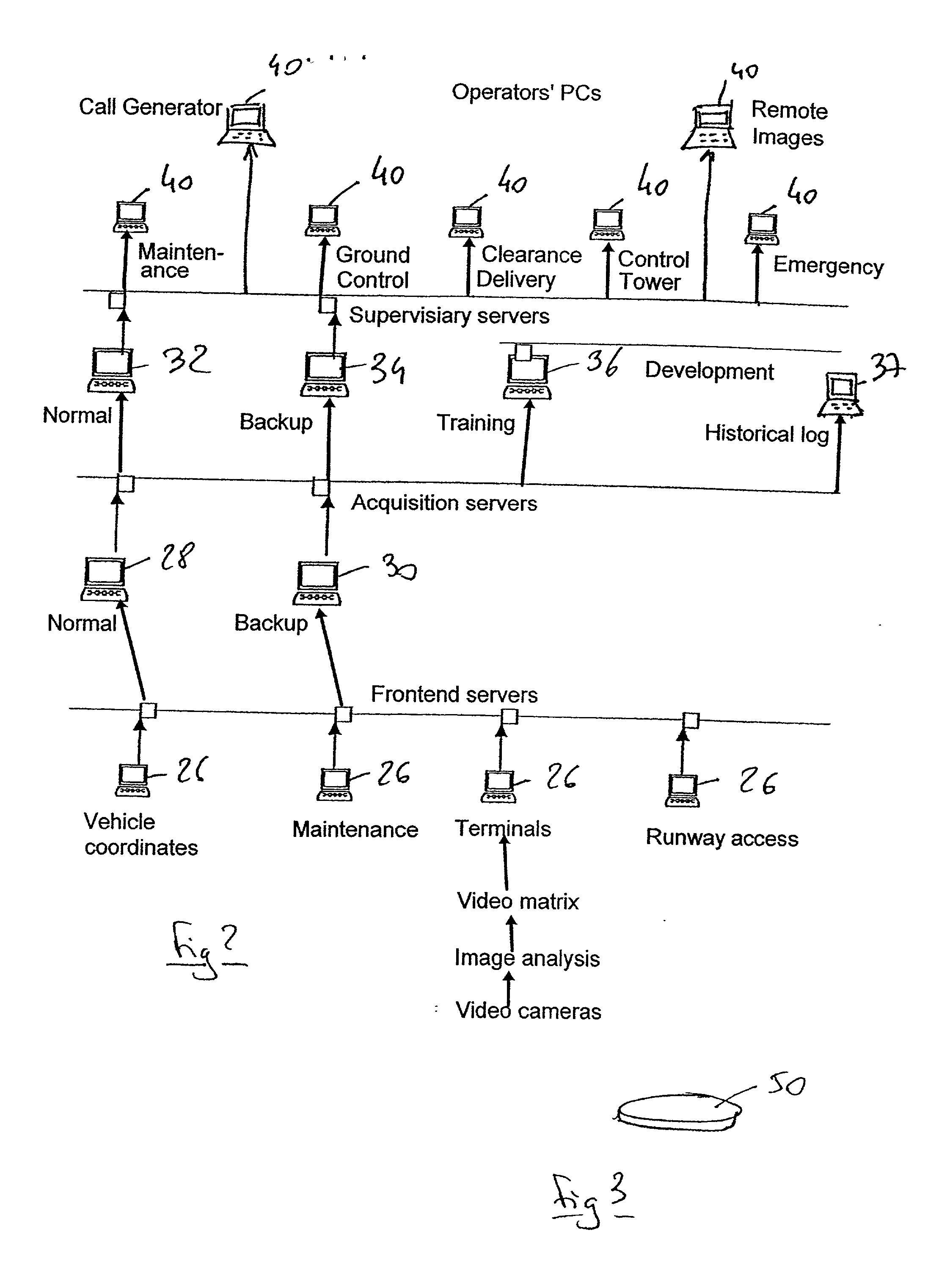 Automatic method of tracking and organizing vehicle movement on the ground and of identifying foreign bodies on runways in an airport zone