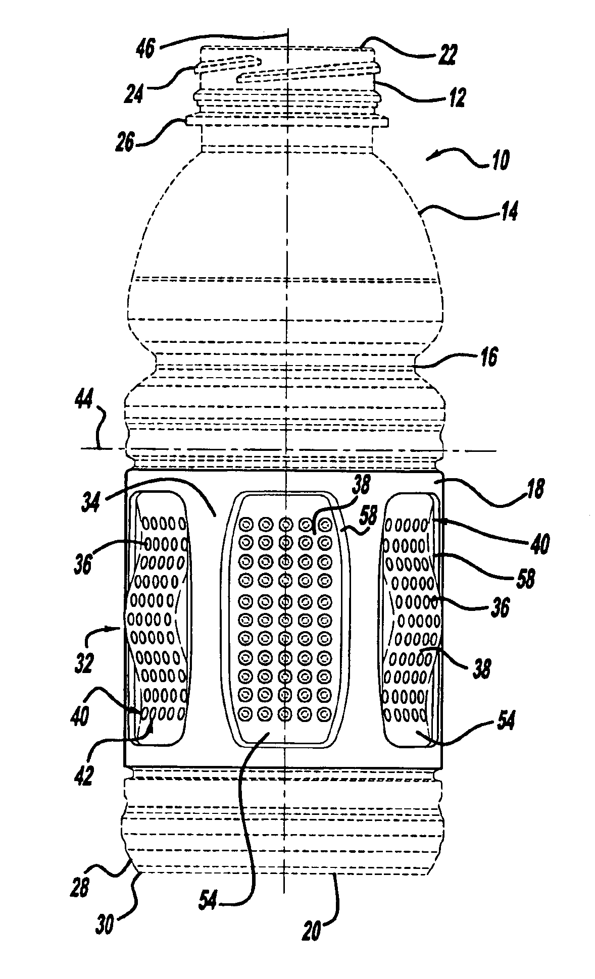 Inverting vacuum panels for a plastic container