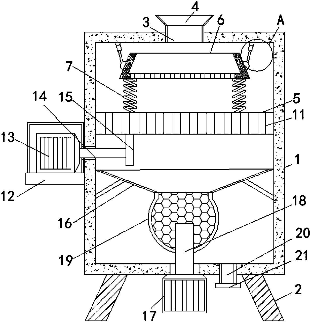 Fodder screening device for animal husbandry