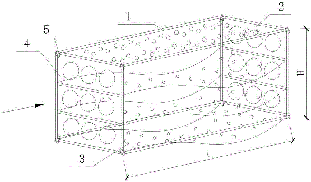 A frame-perforated membrane floating breakwater unit body