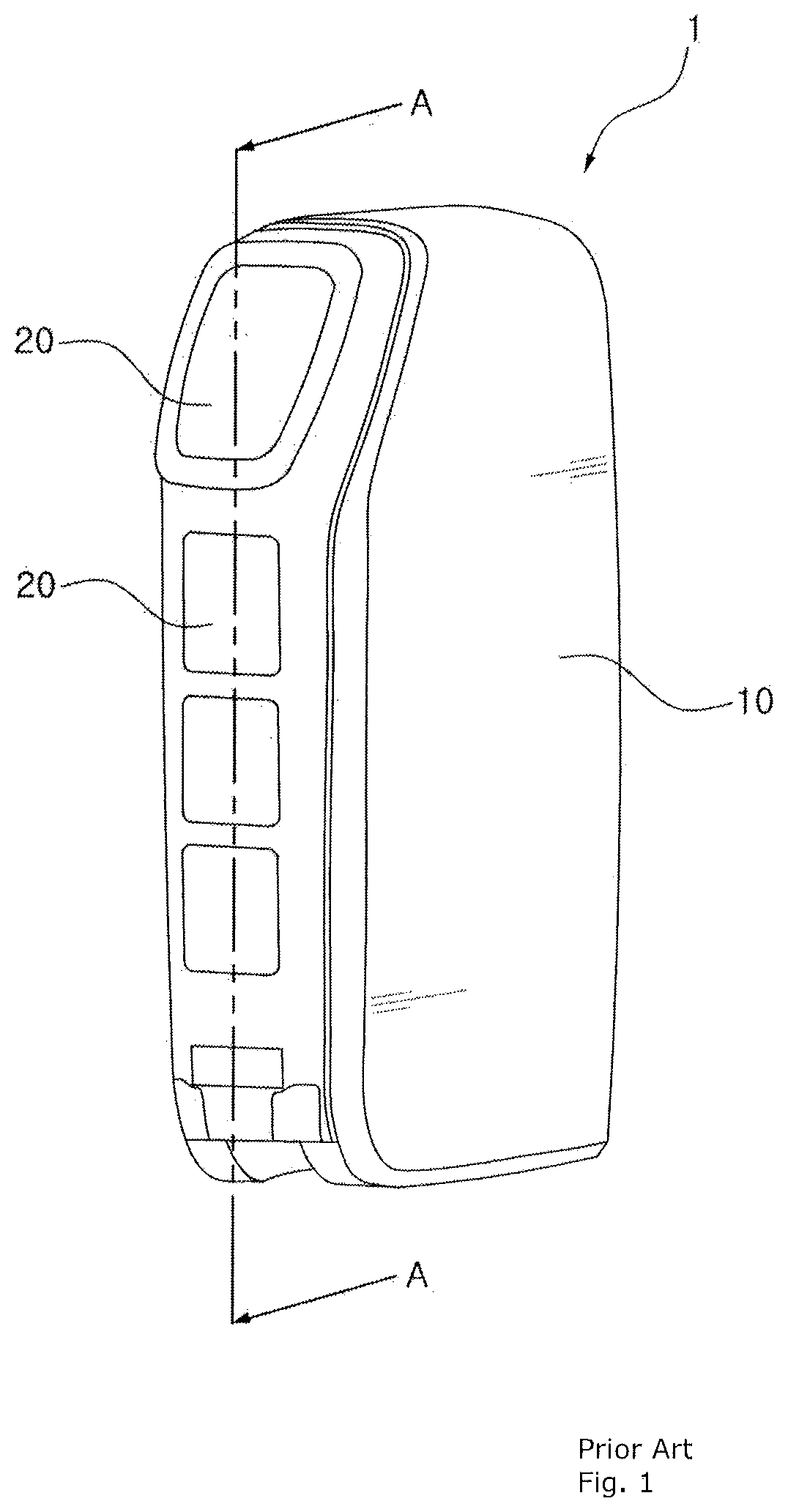 Structure of a fob key for increasing the operating force of a button (as amended)