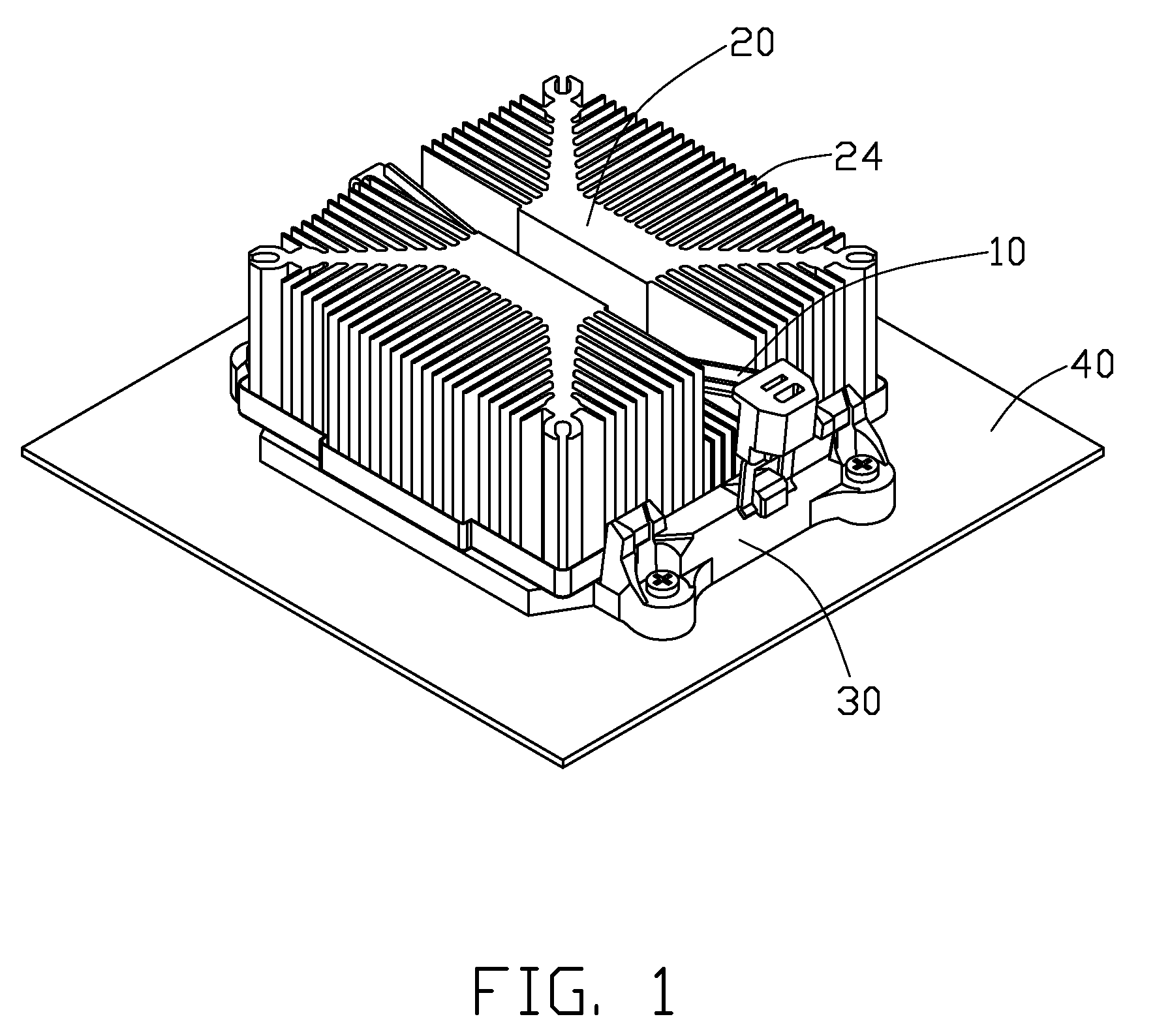 Heat sink fastening assembly