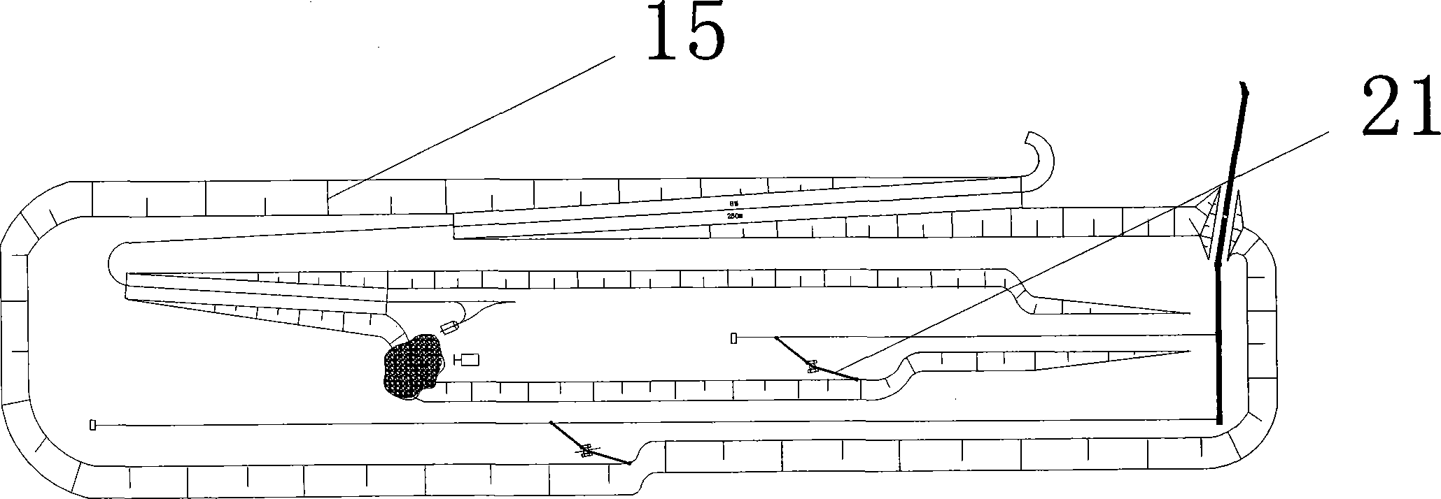 Deep-concave strip mine production model system