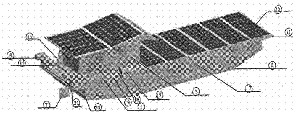 Multifunctional catamaran device for water remediation