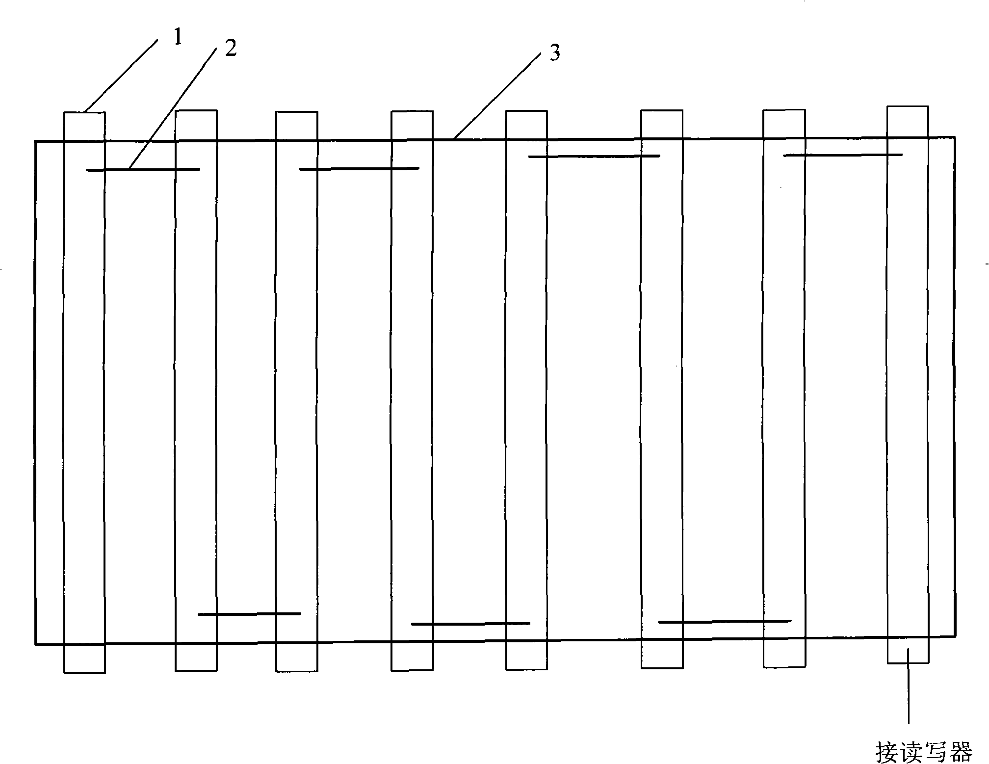 Electronic label reading and writing device antenna and a RFID system