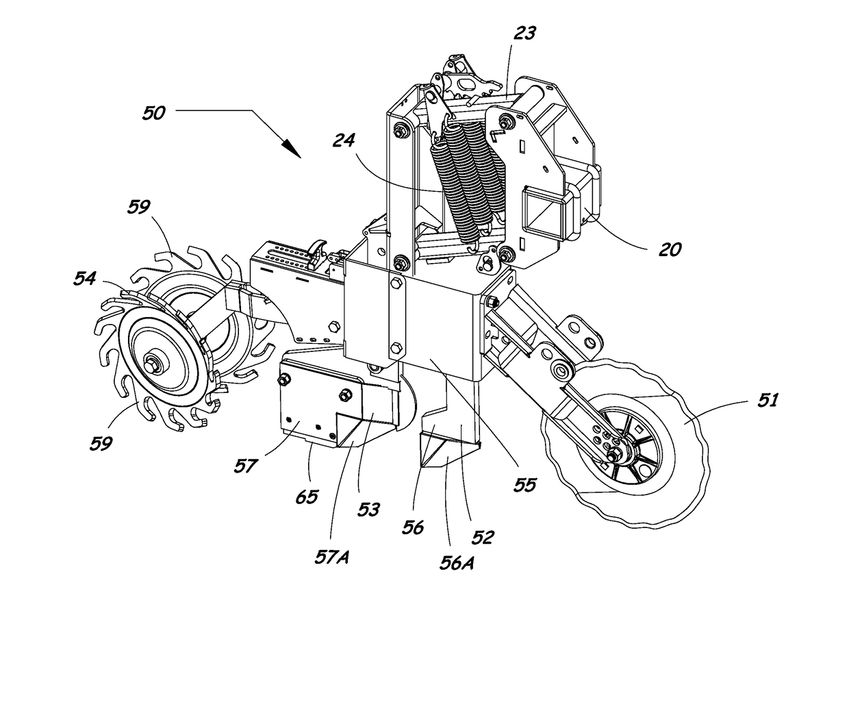 System for measuring multiple soil properties using narrow profile sensor configuration