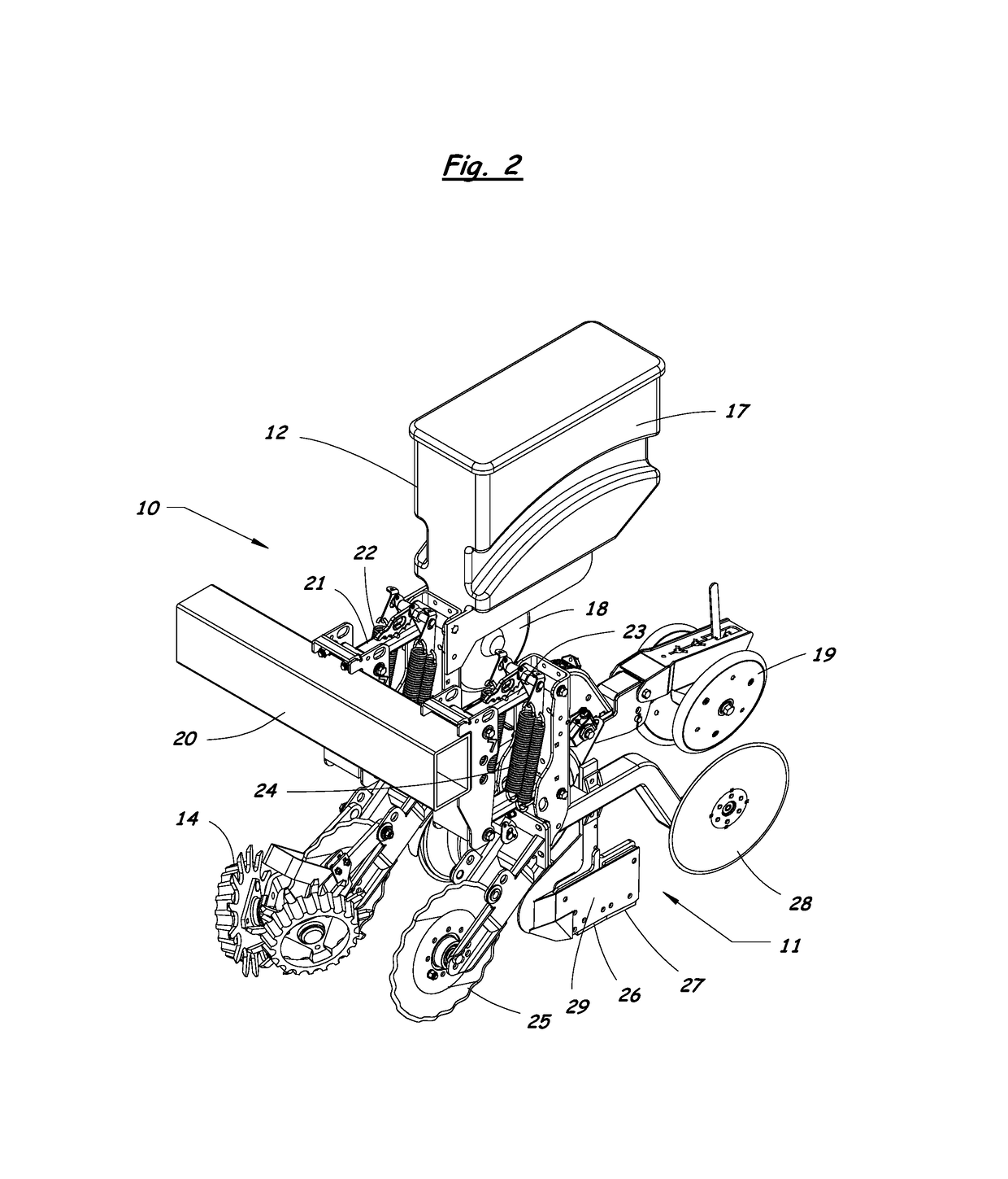 System for measuring multiple soil properties using narrow profile sensor configuration