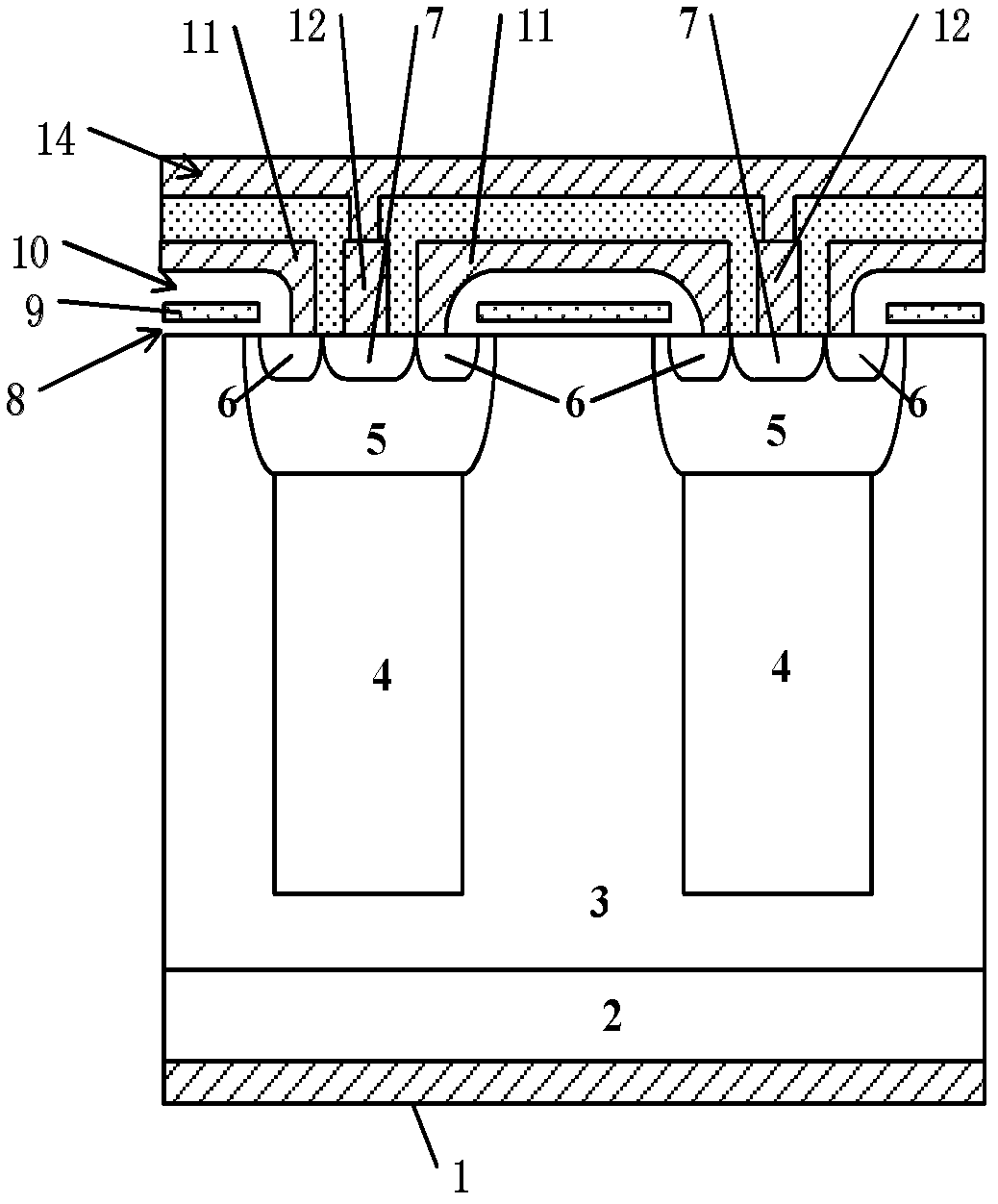 Super-junction vertical double-diffusion metal oxide semiconductor tube