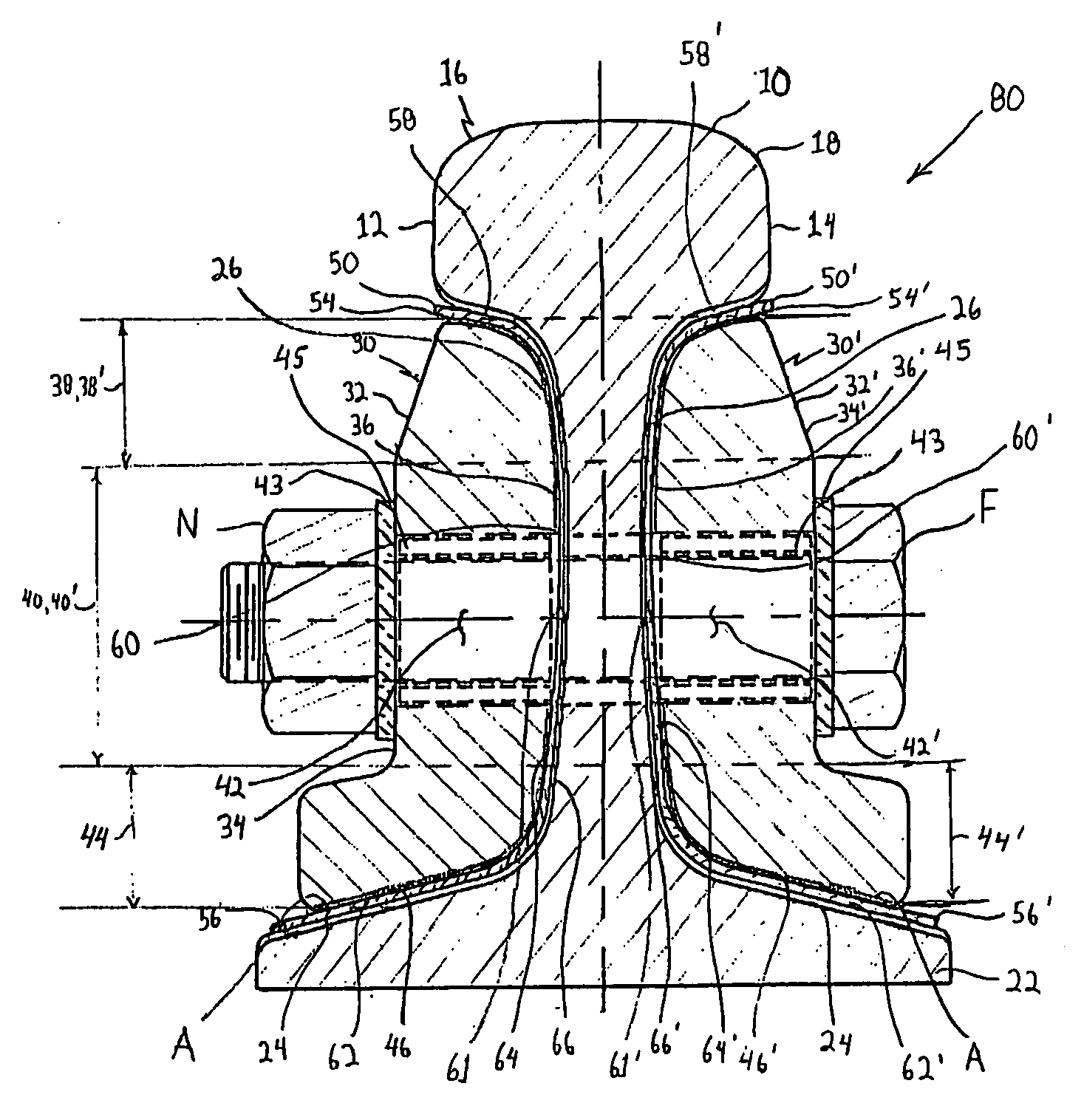 Center supported bond joint