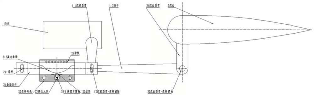 Steering engine torque compensation mechanism capable of reducing control surface torque