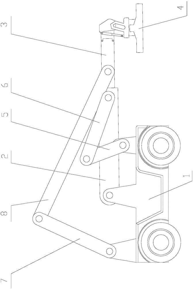 Plane two-degree-of-freedom seven-rod servo drive reach stacker for containers