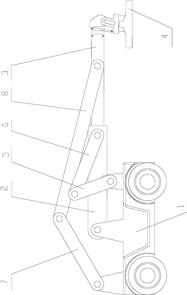 Plane two-degree-of-freedom seven-rod servo drive reach stacker for containers