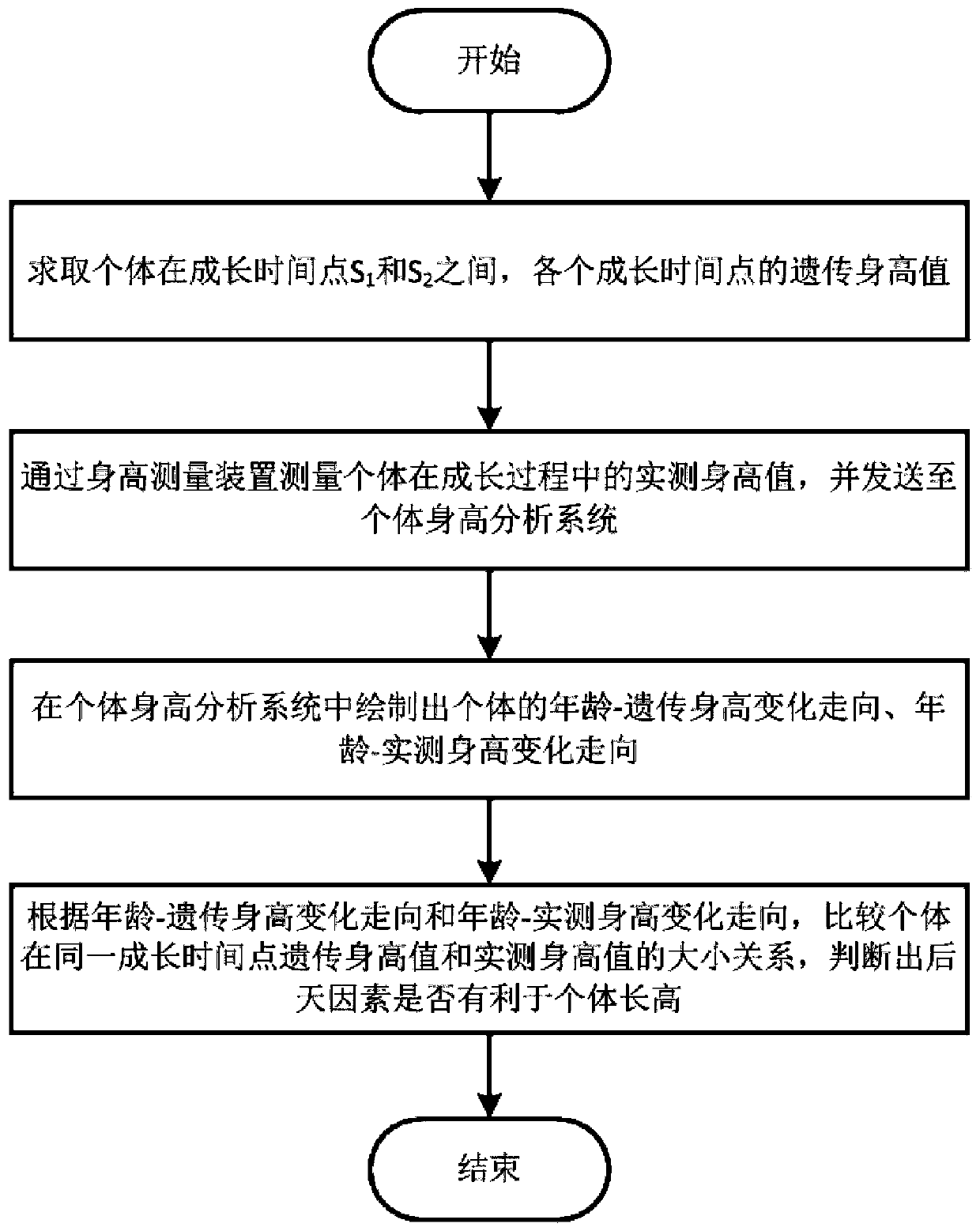 Individual height measuring and analyzing method and system, readable storage medium and terminal