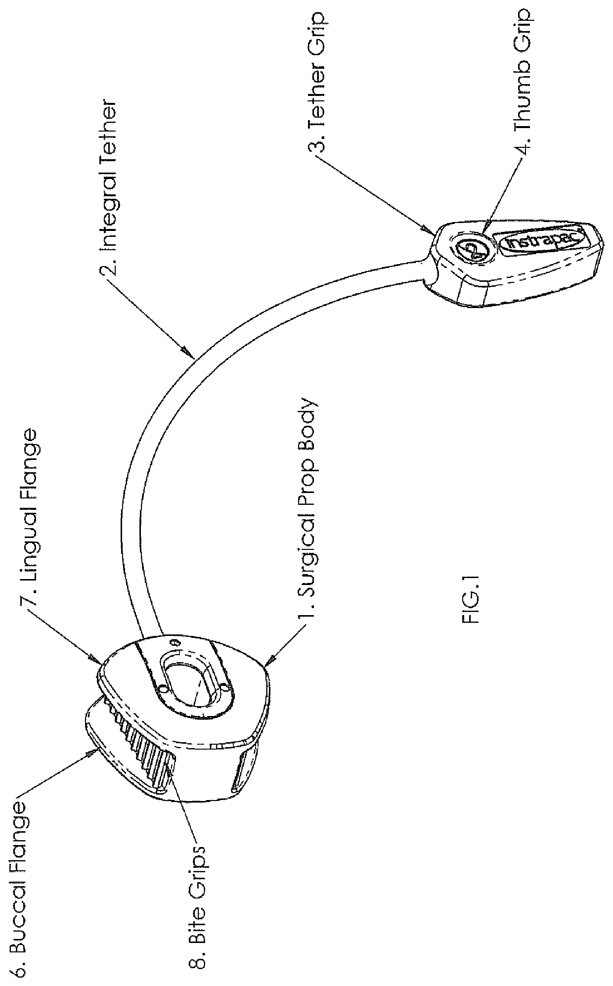 Intraoral surgical mouth prop