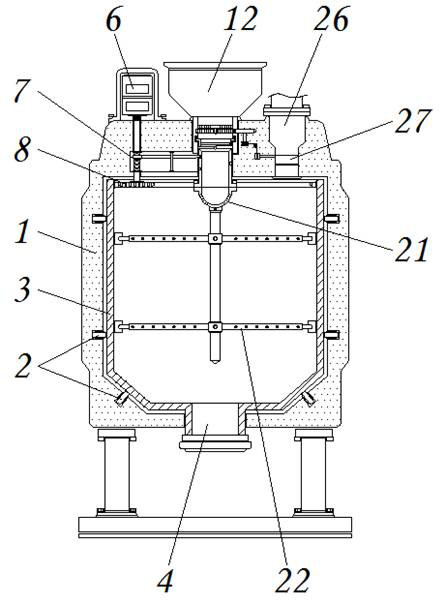 Automatically-proportioning solid-liquid raw material mixing and proportioning device for chemical production