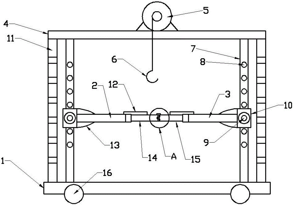 Construction method of gantry type building construction lifting device