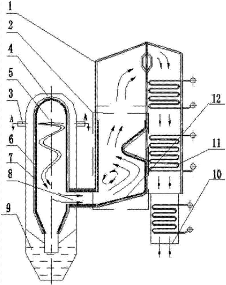 U-shaped coal gasification reaction device and process for coal gasification by using device