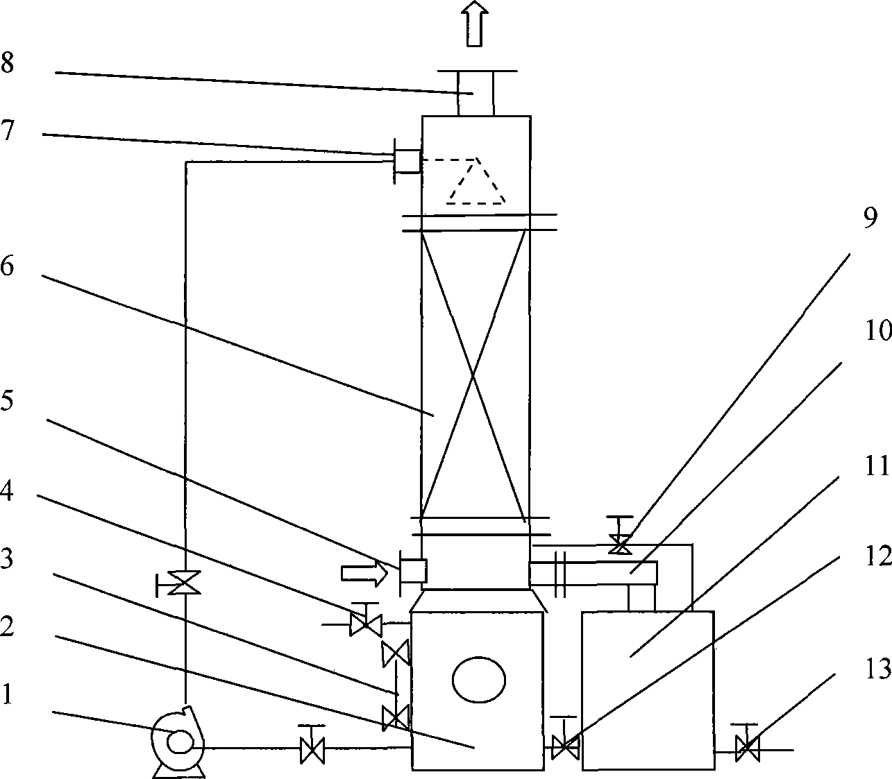 Method for absorption treatment of noxious exhaust gas by electrochemistry method