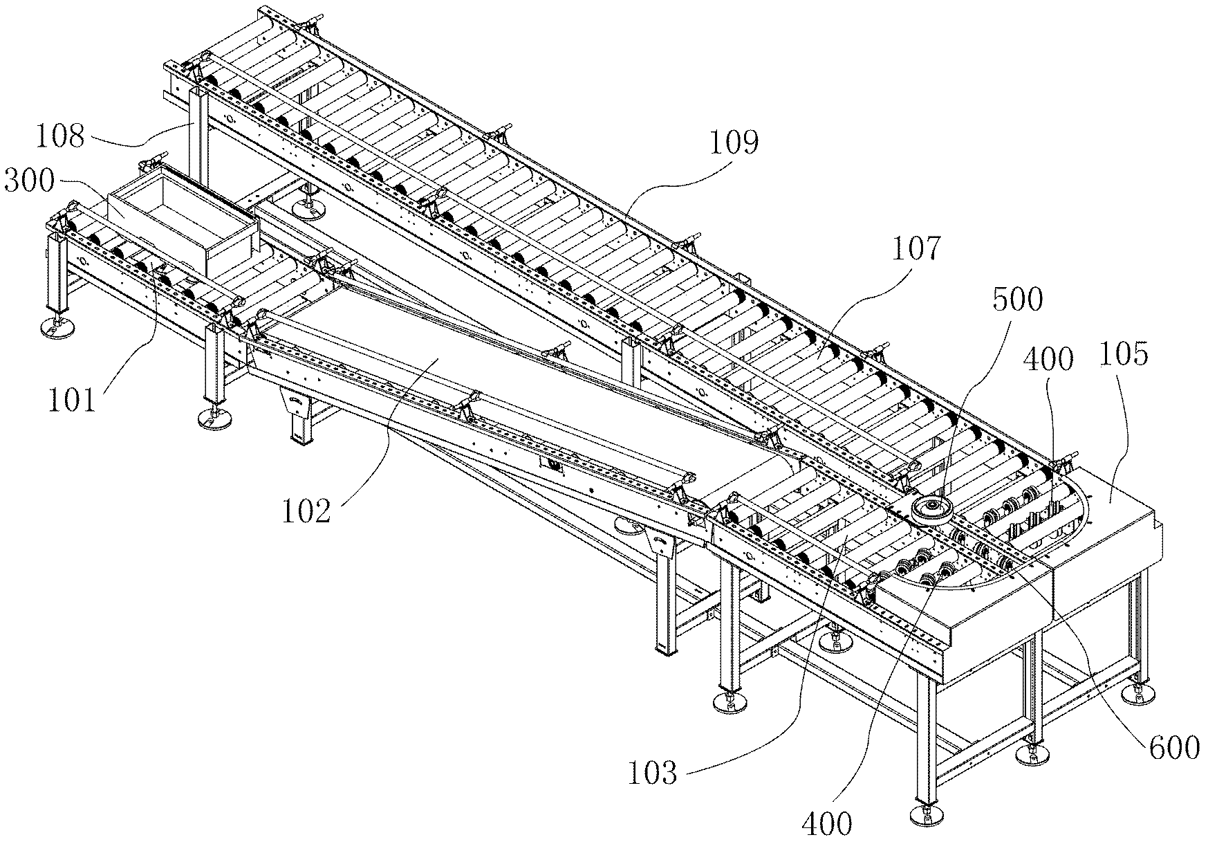 Goods circulation loop transmission system