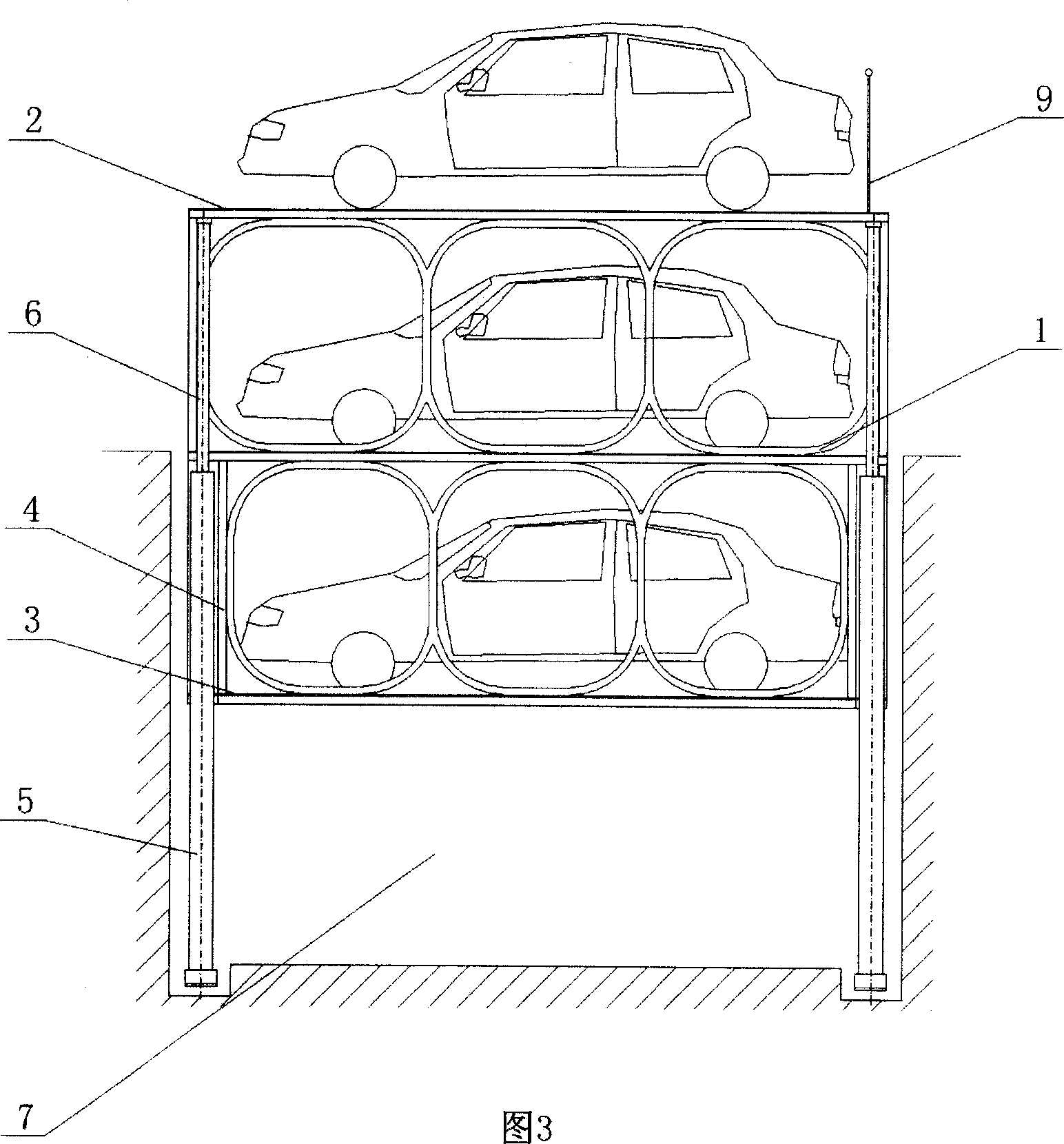 Hydraulic multistory parking platforms