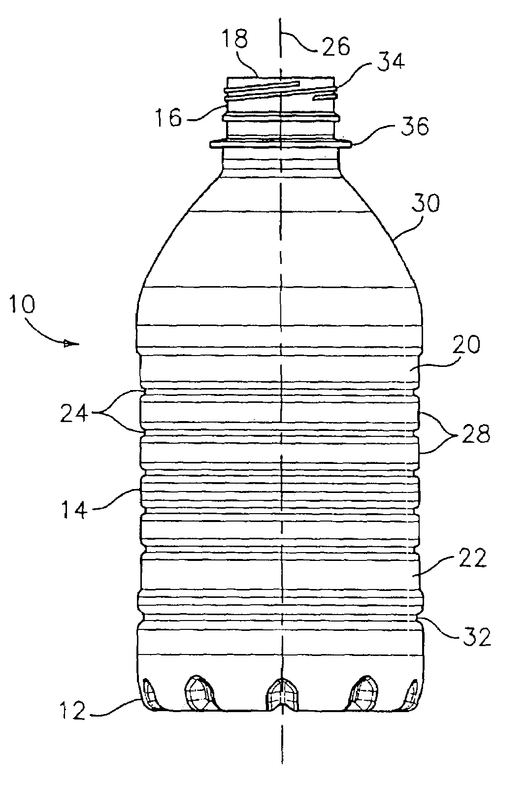 Plastic container with sidewall construction