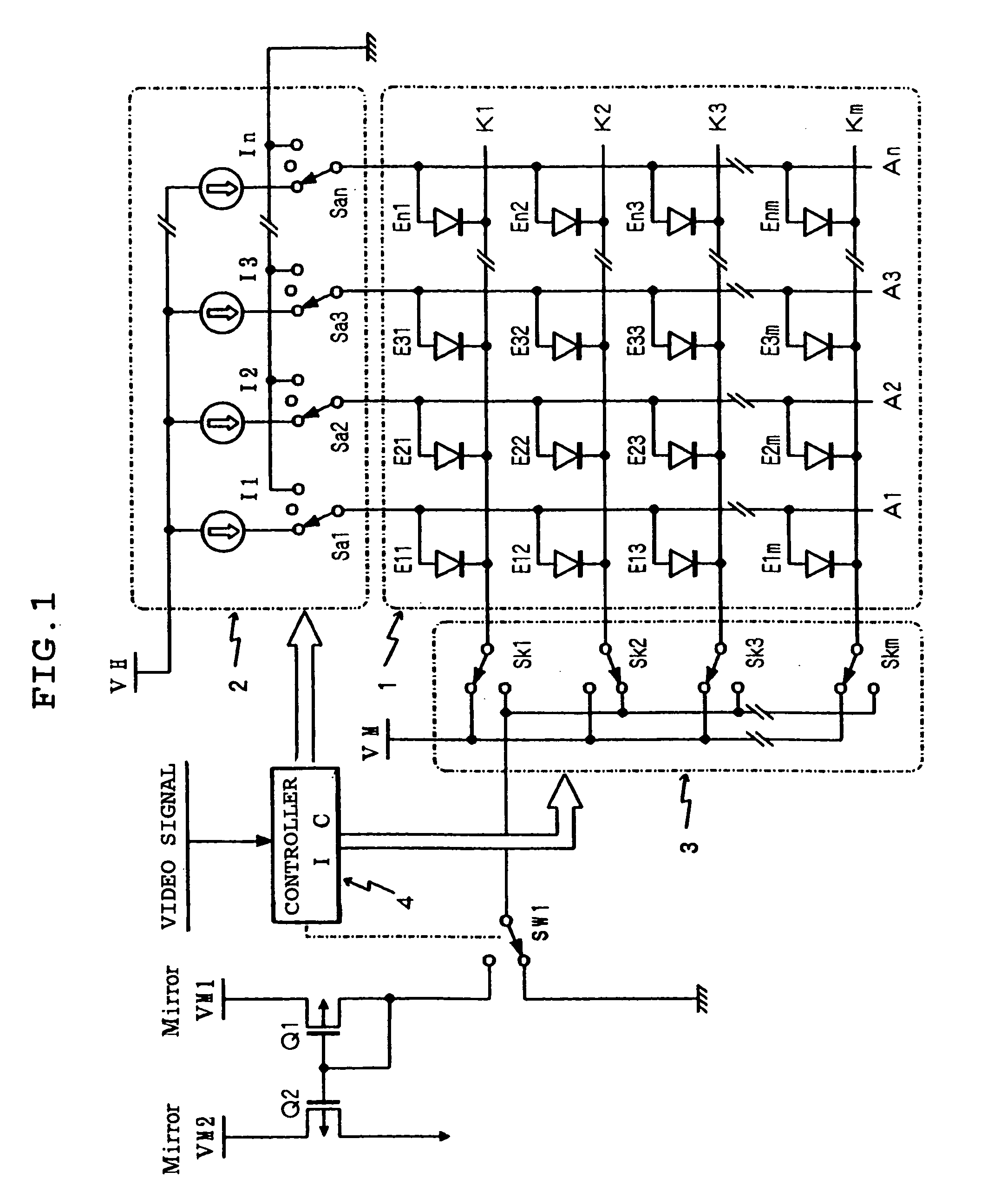 Self light emitting type display module, electronic appliance loaded with the same module and verification method of faults in the same module