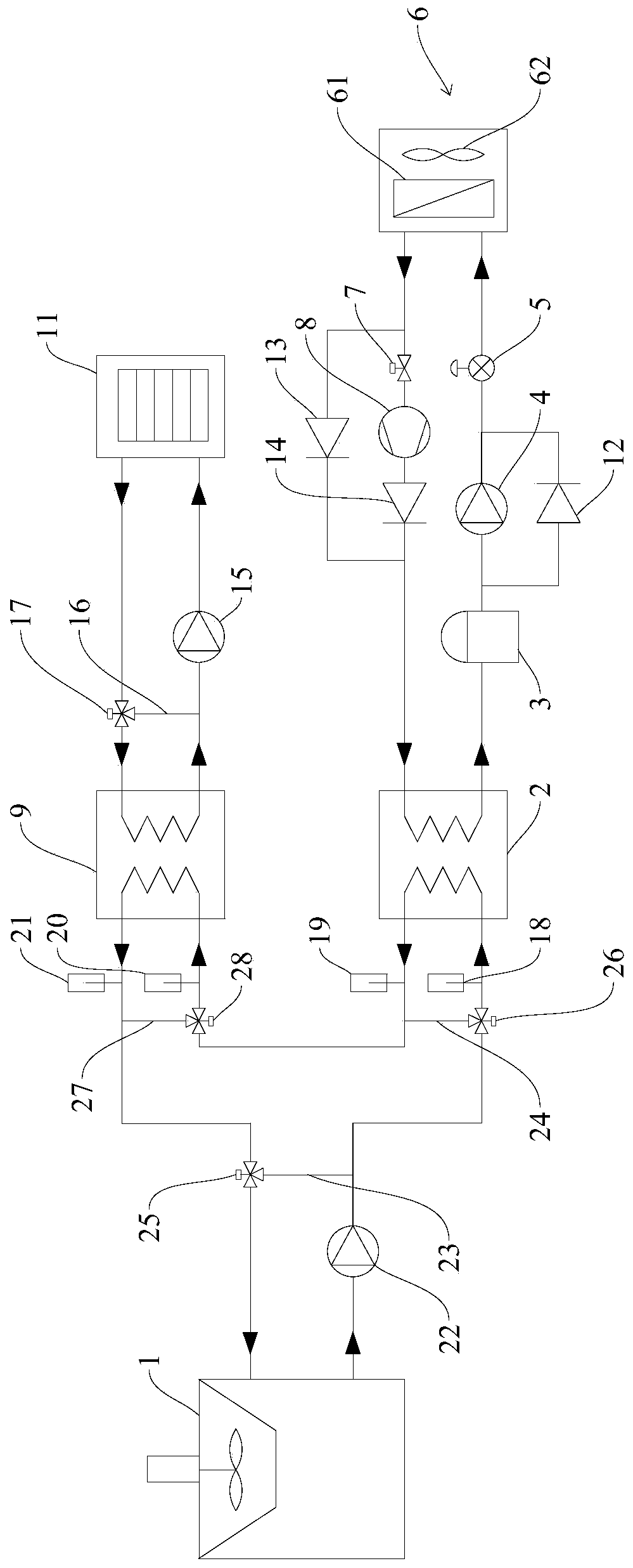 Tandem-type liquid-gas dual-channel data center refrigerating system