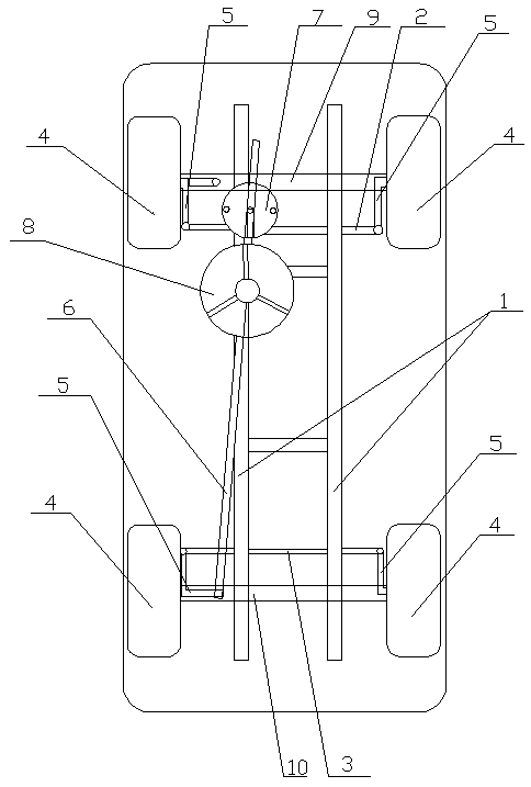 Four-wheel-direction motor vehicle frame