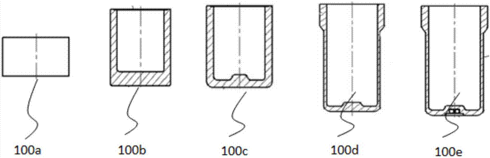 Cold-forging forming process for energy accumulator tank forging and reverse extrusion die