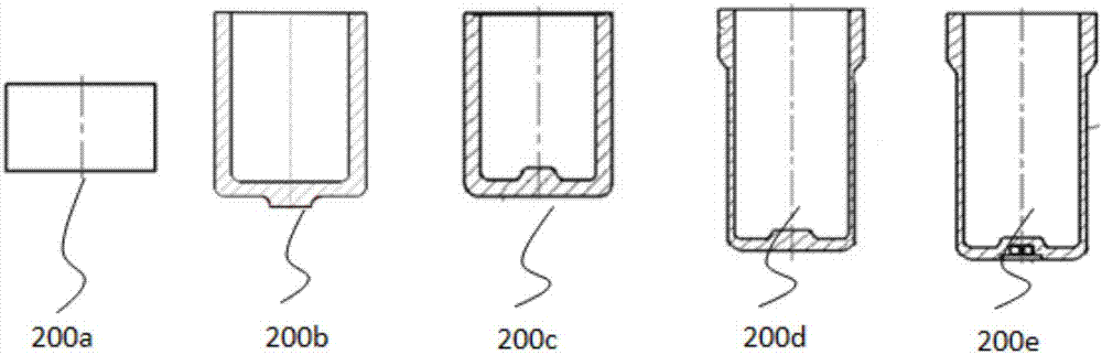 Cold-forging forming process for energy accumulator tank forging and reverse extrusion die