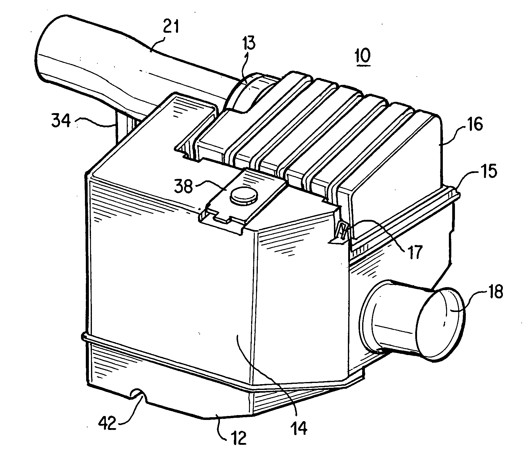 Filter box with resonator and reservoir