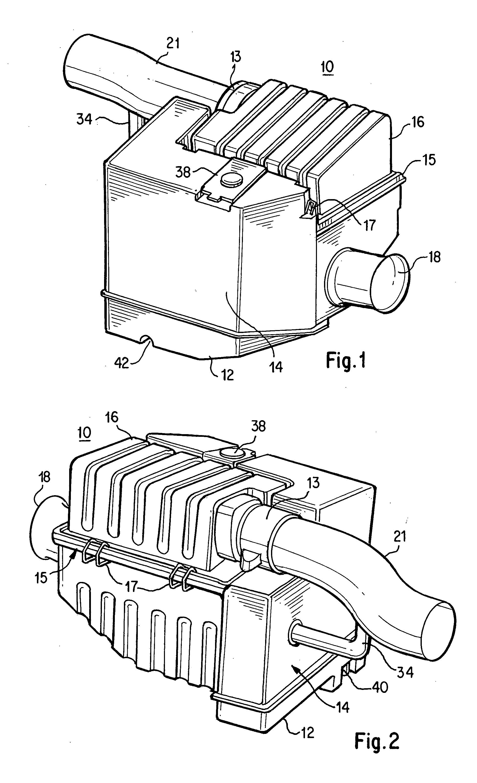 Filter box with resonator and reservoir