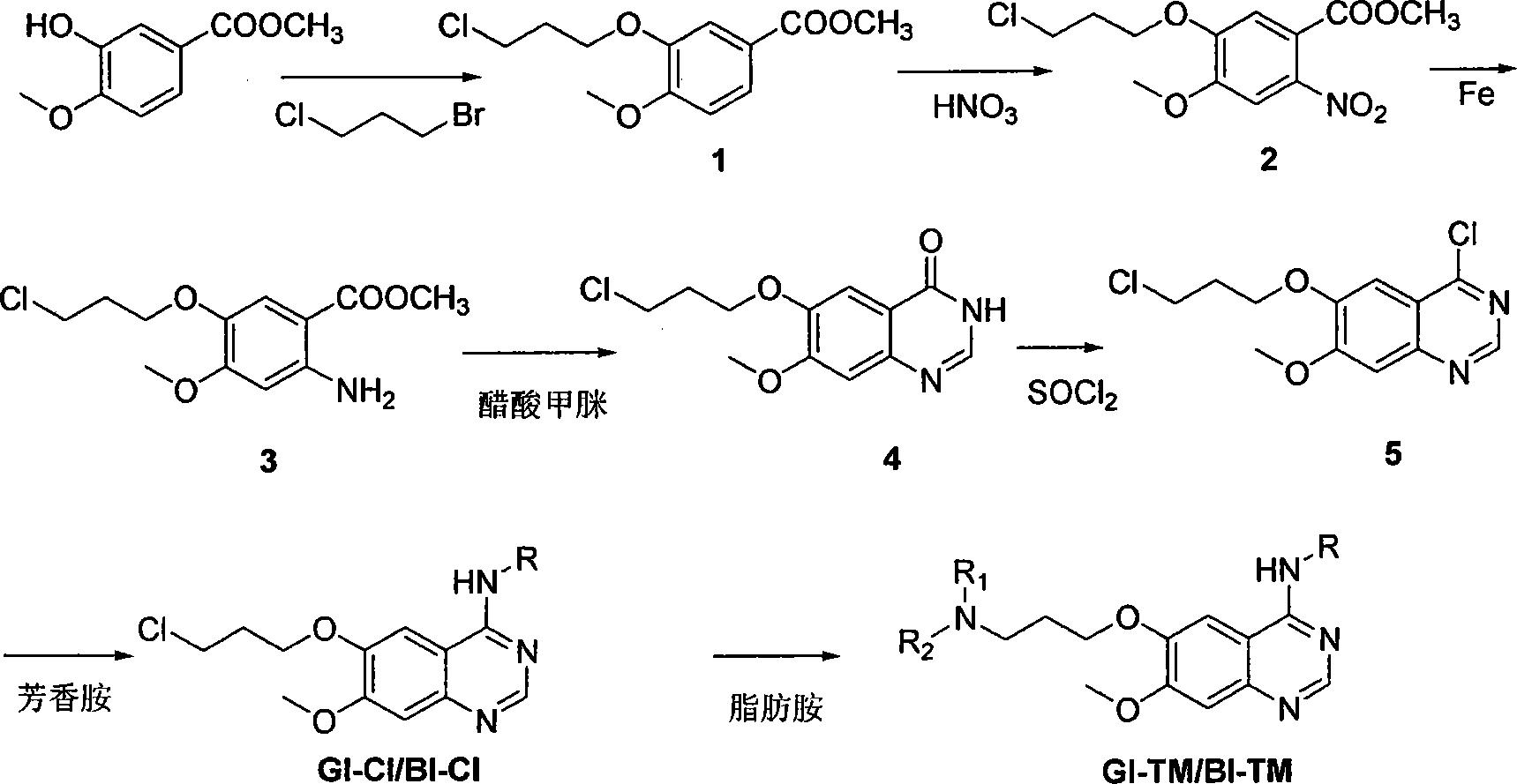 4- fragrant amido quinazoline derivatives and method of manufacturing the same and application in pharmacy thereof