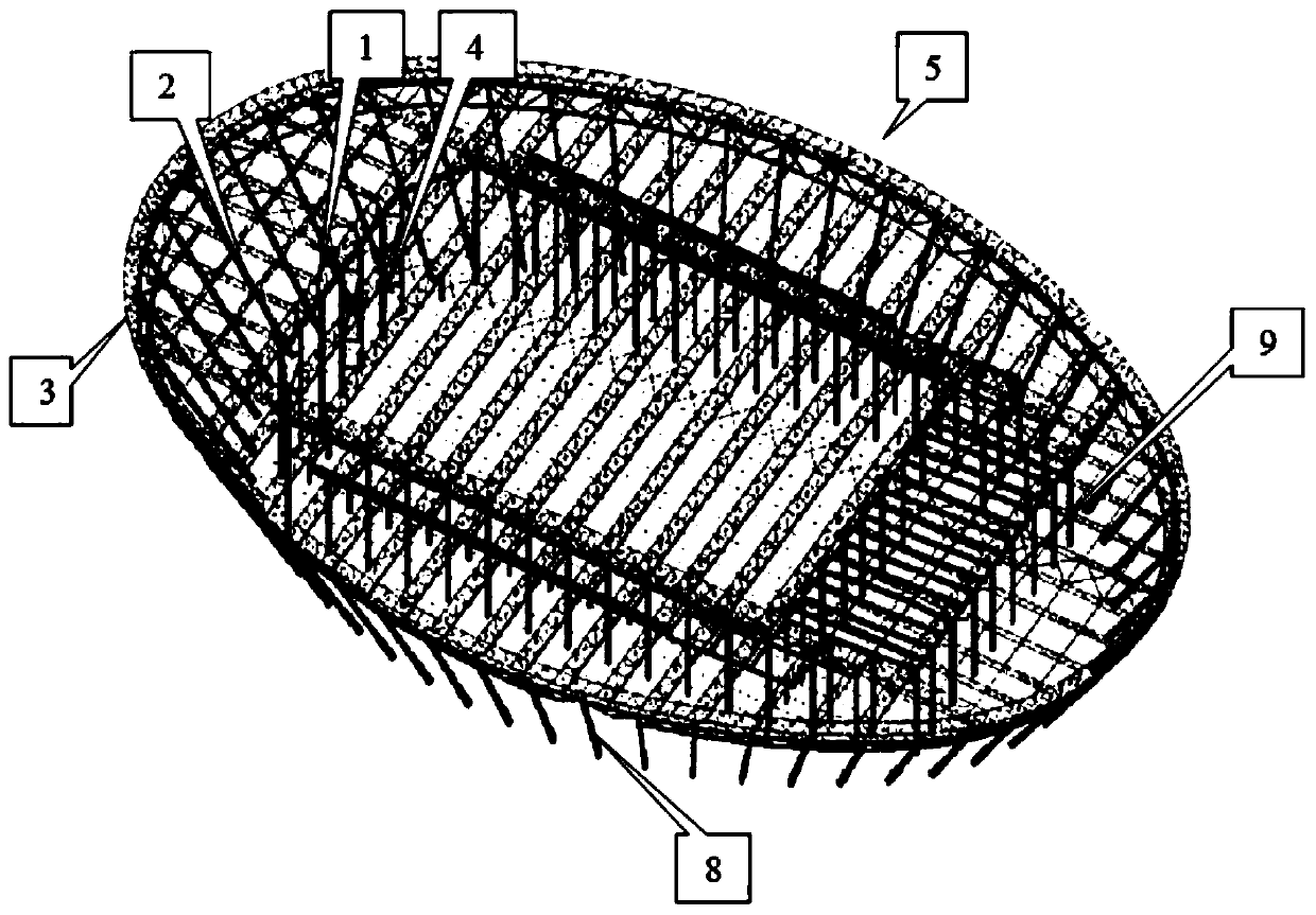 A structure with coupled forces between inclined columns and long-span roofs