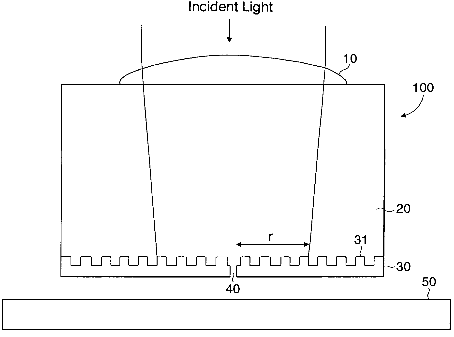 Optical element for enhanced transmission of light and suppressed increase in temperature