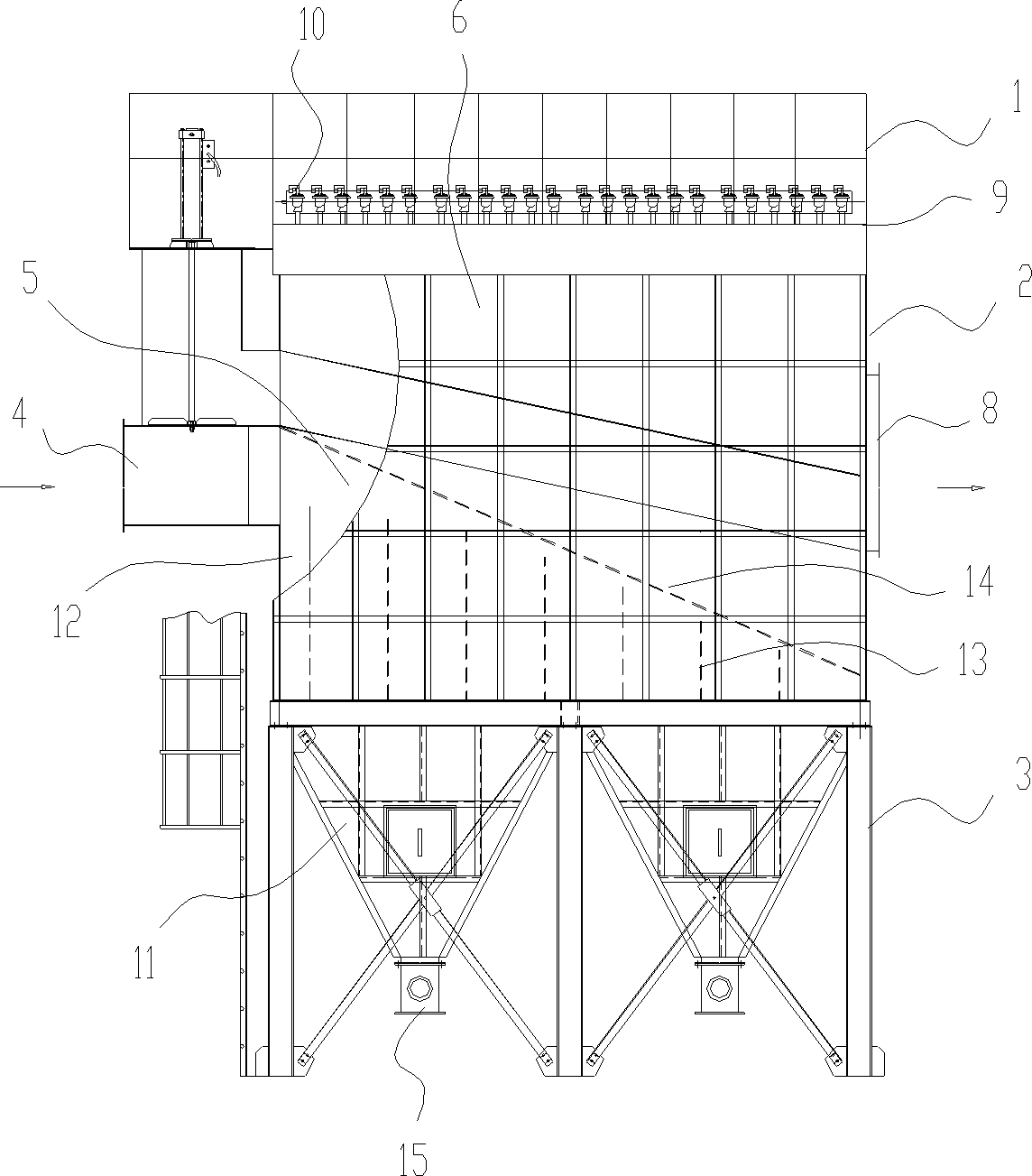 Biomass ash bag deduster