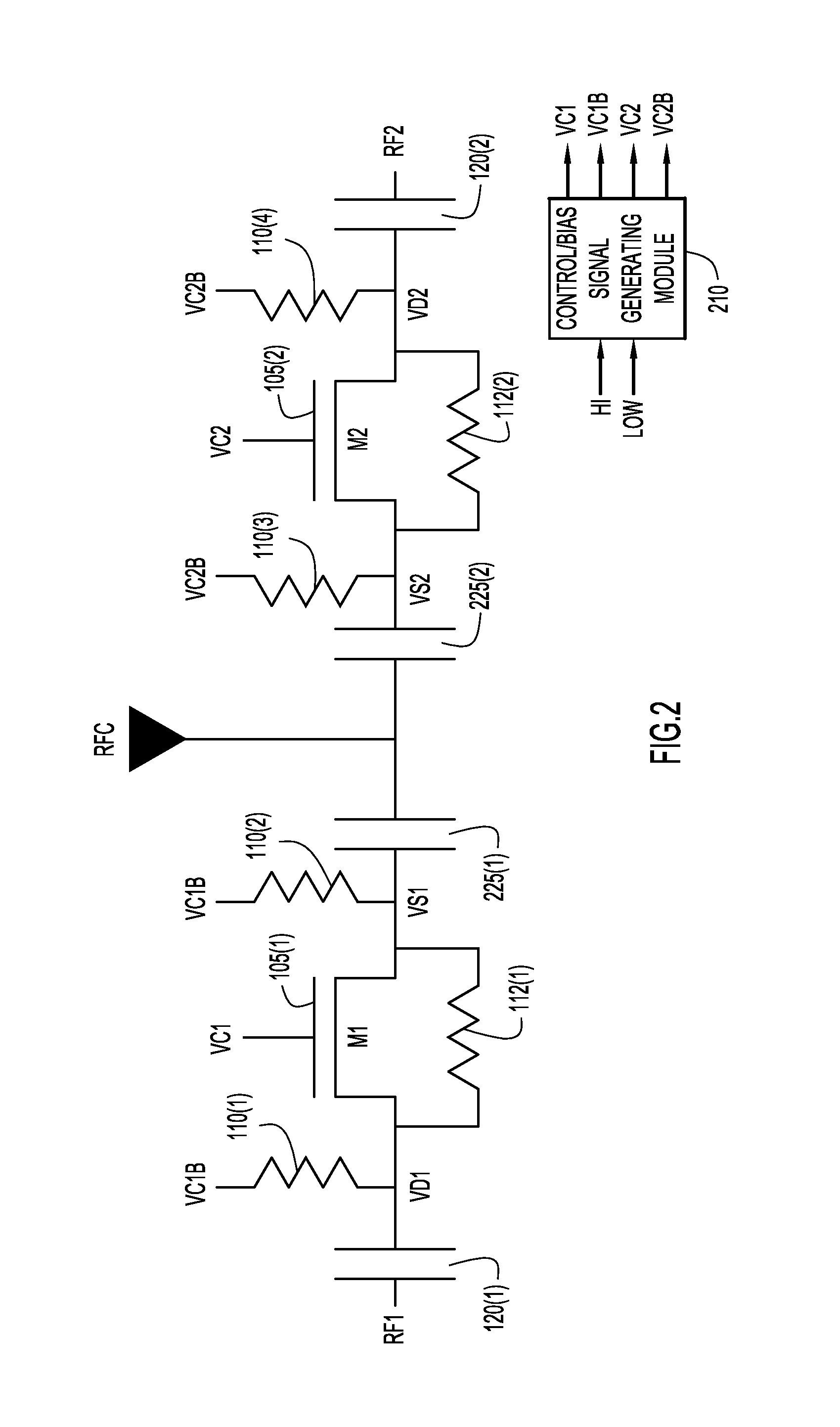 RF switch with RF pathway charge-discharge circuit and associated method