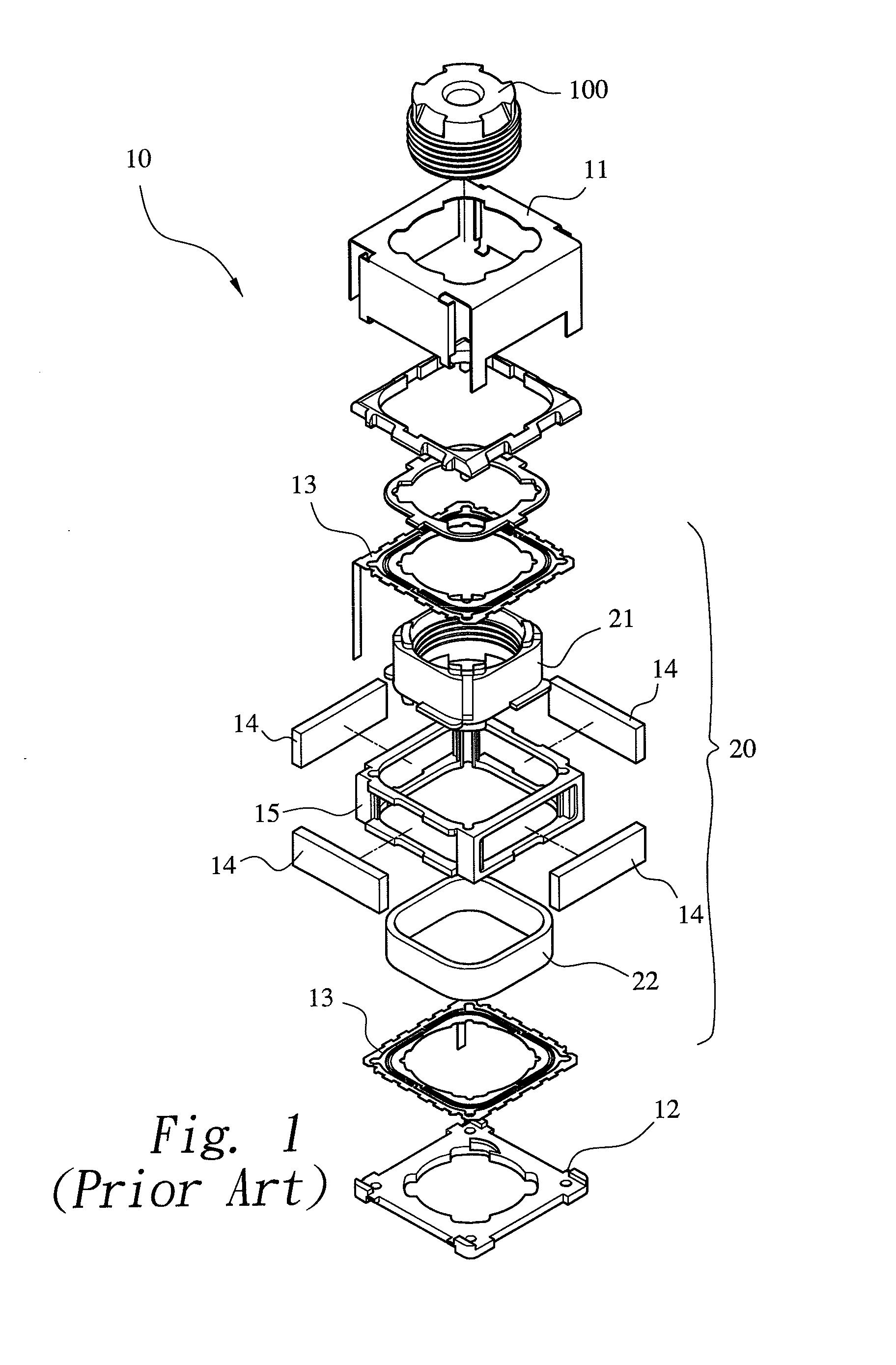 Miniature lens auto-focusing structure