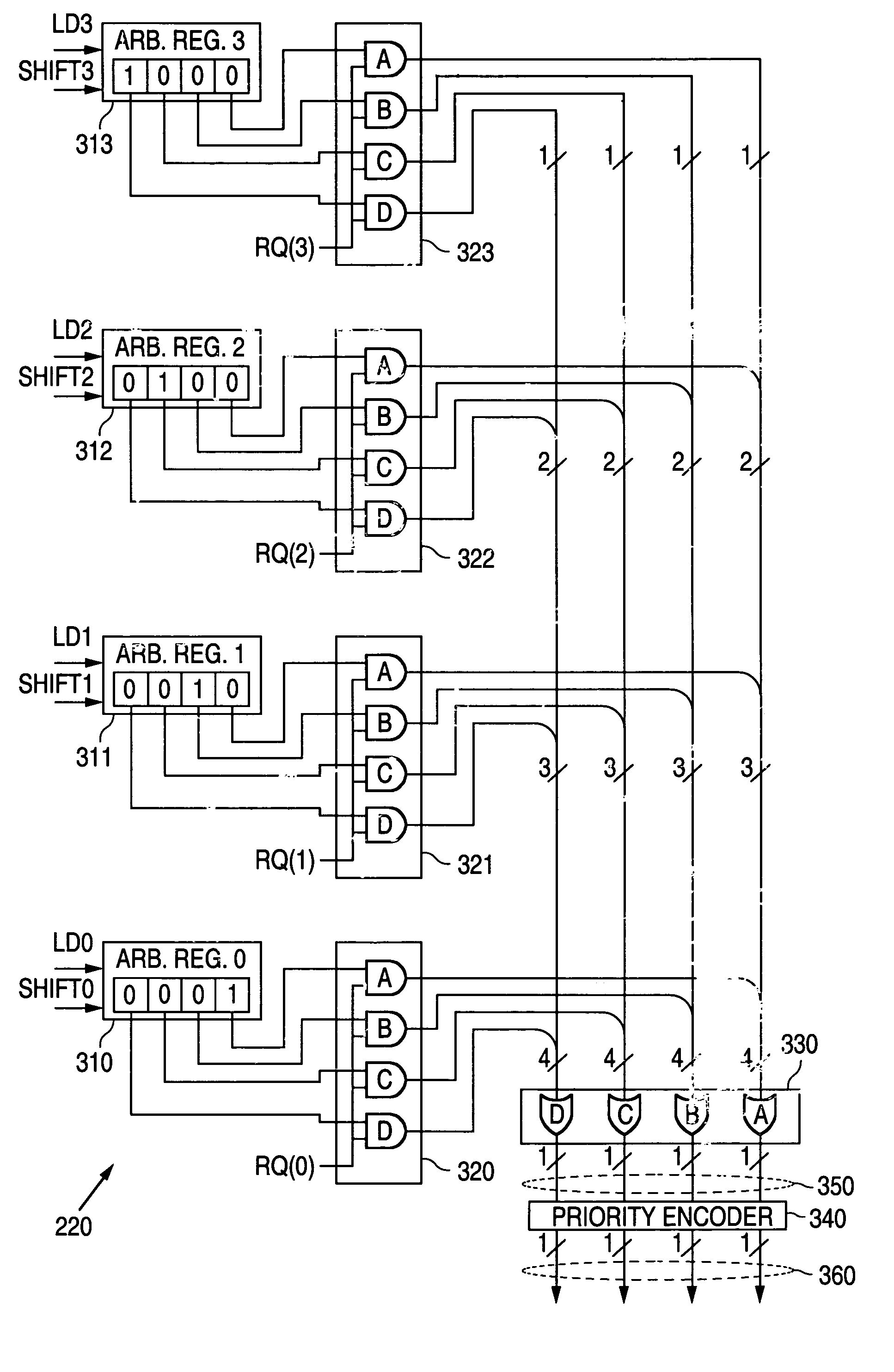 Programmable array-based bus arbiter