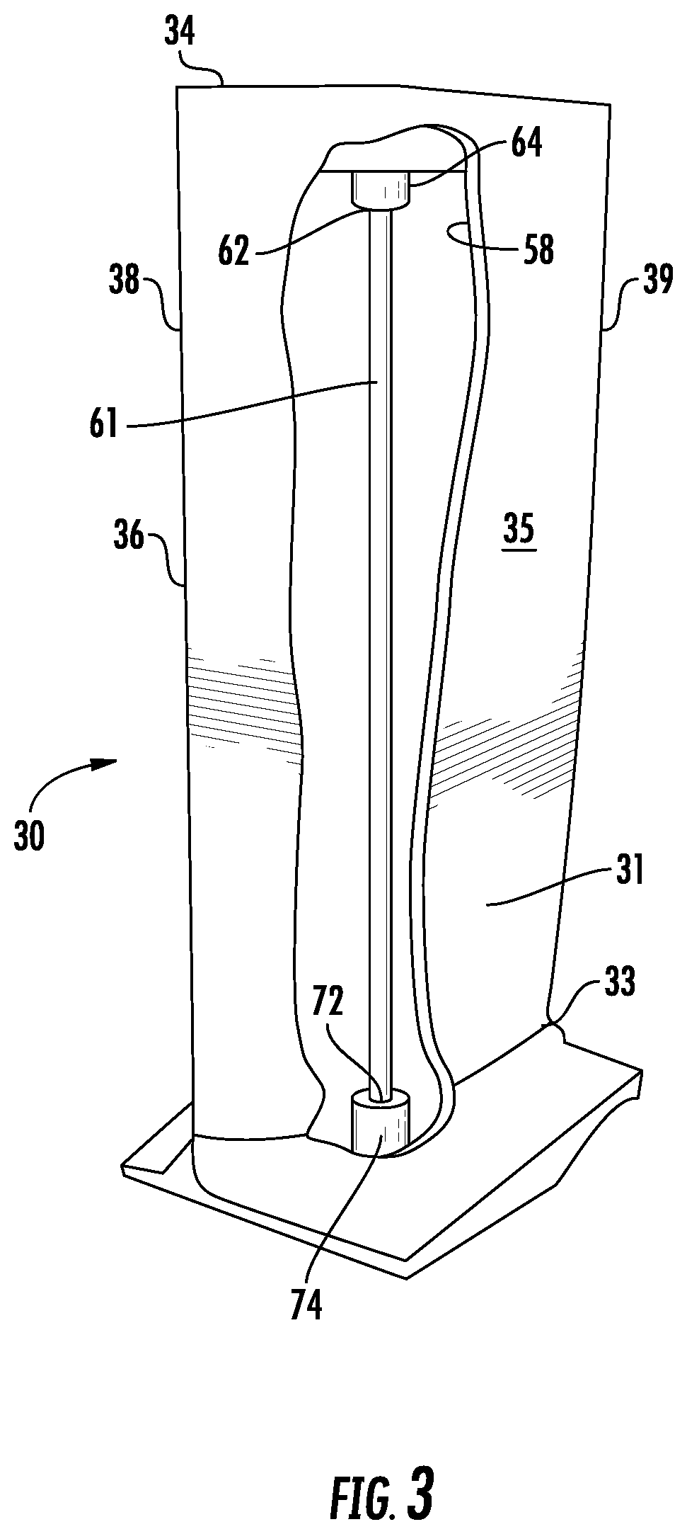 Pre-tension and retention structure for composite fan blade