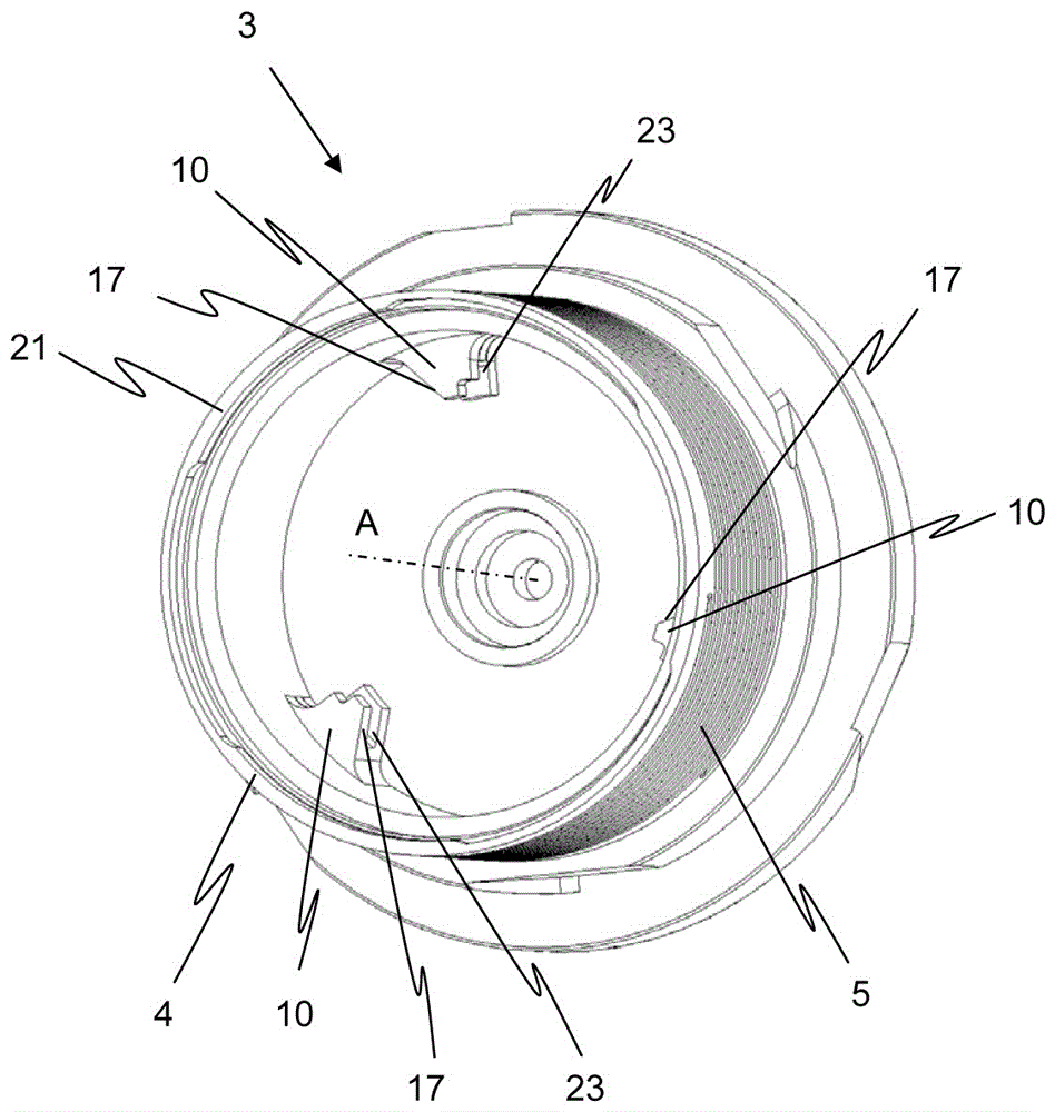 Opening roller mounting carrier provided with screw cap securing device and opening roller provided with screw cap securing device