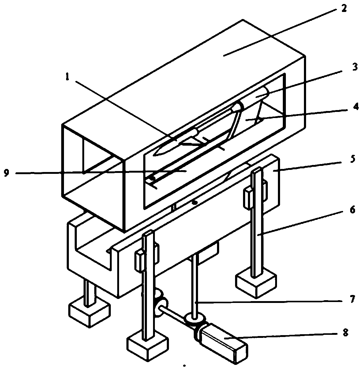 Wind tunnel test device and test method based on device